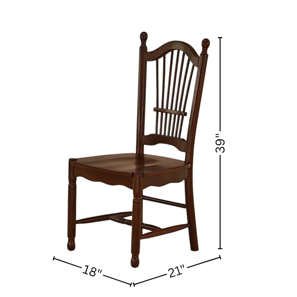 Mahogany Dining Chair, Wooden Seat, High Back, Set of 2, Asian Wood