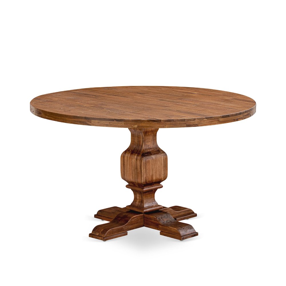 5 Piece Kitchen Table Set Includes 54" Round Table In Light Tan Color