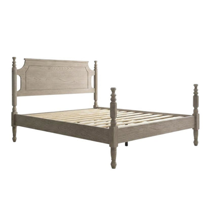 Solid Wood Platform Bed with Headboard, Traditional King Size