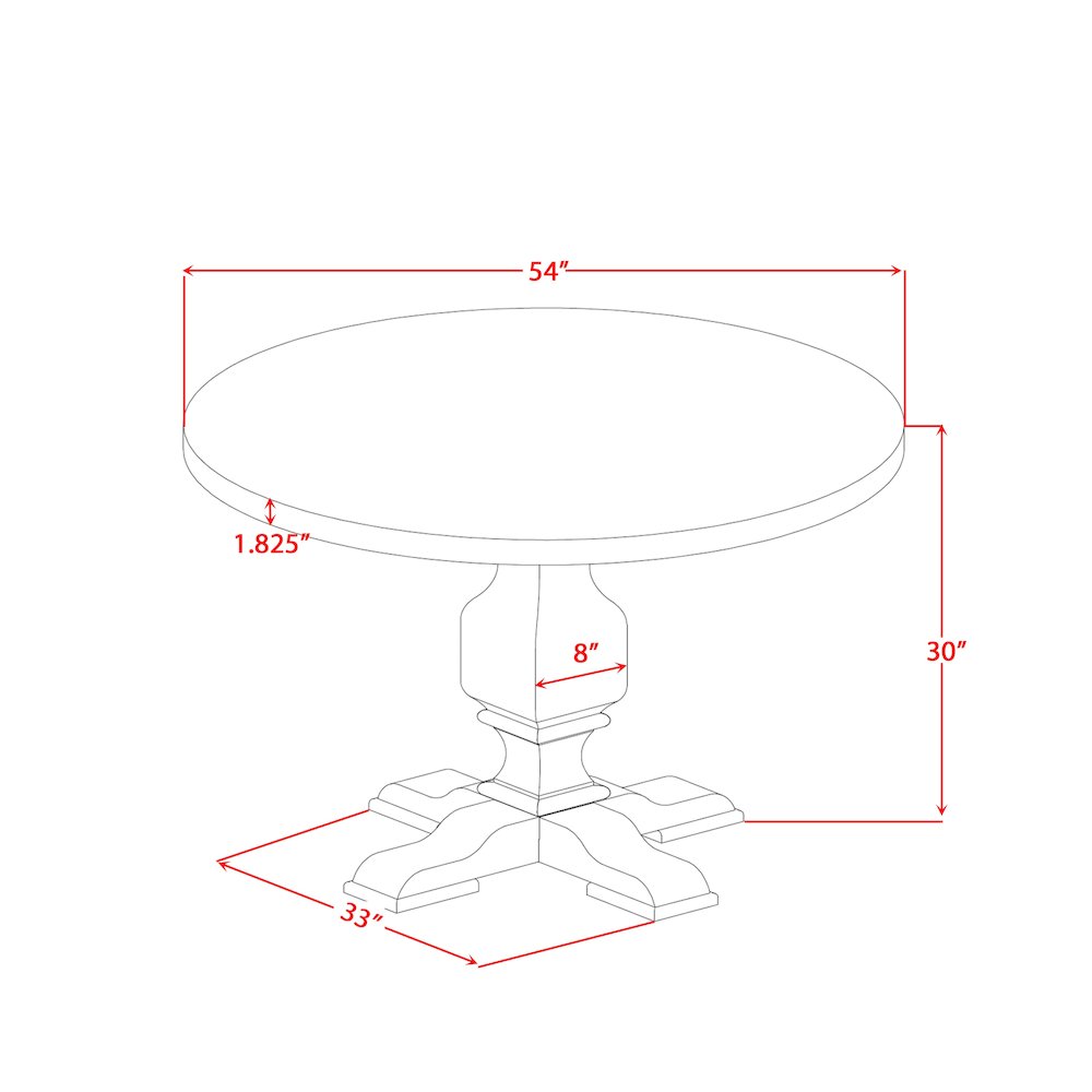 5 Piece Kitchen Table Set Includes 54" Round Table In Light Tan Color