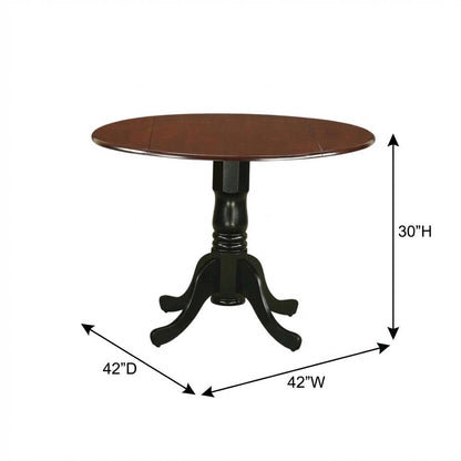 Mahogany Drop Leaf Round Table, Traditional Pedestal, Seats 4