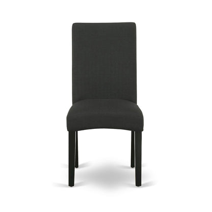 7 piece dining set consists of a wooden table and 6 Linen Fabric dining chairs
