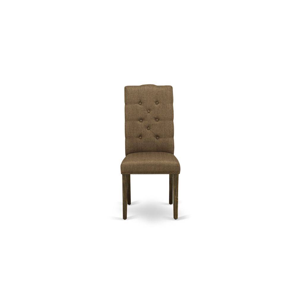 9-piece with Chair’s Legs and Brown Beige Linen Fabric