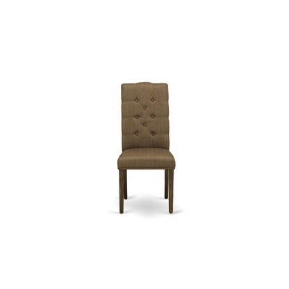9-piece with Chair’s Legs and Brown Beige Linen Fabric
