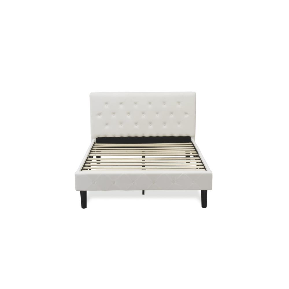 NL19F-1GA0C 2 Piece Bed Set - 1 Bed White Velvet Fabric Headboard and 1 Night Stand - Wire Brushed Butter Cream Finish Nightstand