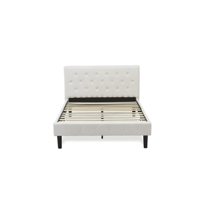 NL19F-1GA0C 2 Piece Bed Set - 1 Bed White Velvet Fabric Headboard and 1 Night Stand - Wire Brushed Butter Cream Finish Nightstand