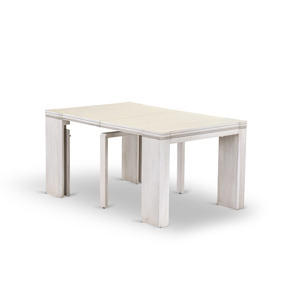 5 Pieces Extendable Dining Set, Antique White