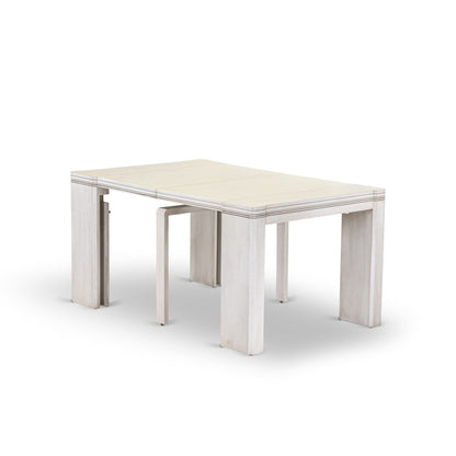 5 Pieces Extendable Dining Set, Antique White