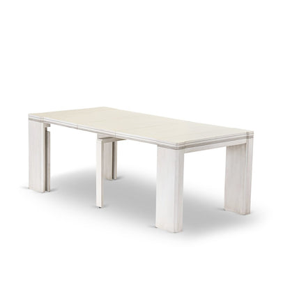 5 Pieces Extendable Dining Set, Antique White