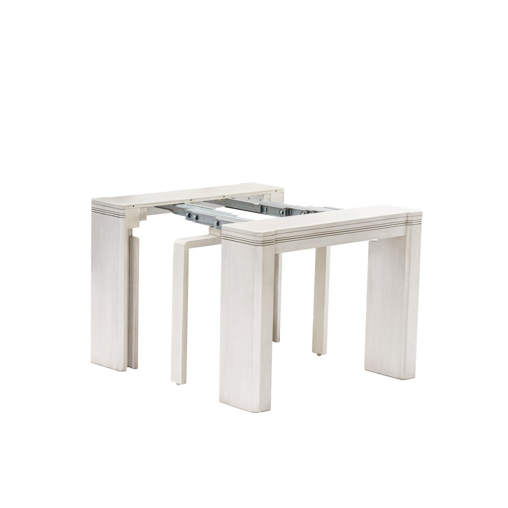 5 Pieces Extendable Dining Set, Antique White