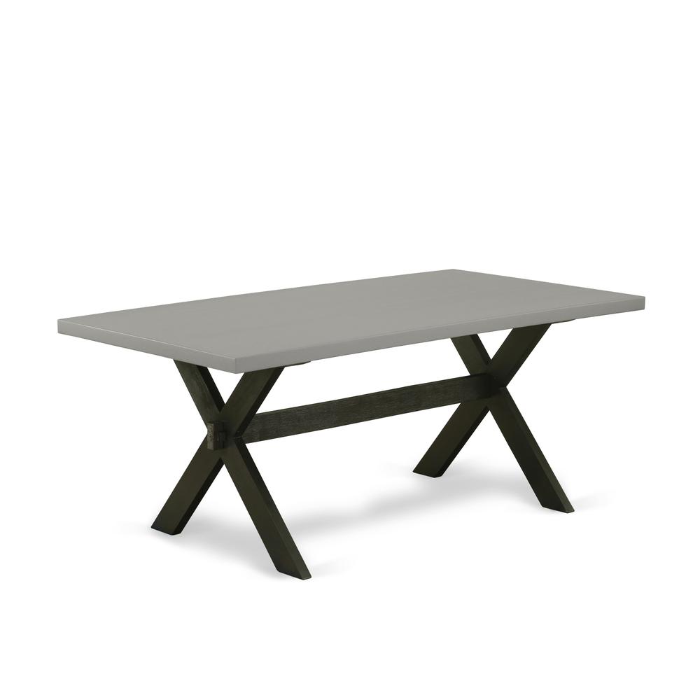 East West Furniture X697GA124-5 5-Pc Modern Dining Table Set - 4 Modern Dining Chairs and 1 Modern Cement Breakfast Table Top with Button Tufted Chair Back - Wire Brushed Black Finish