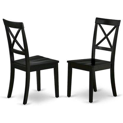 3-Piece Dining Set, Round Table, Drop Leaf, 2 Wood Chairs, Black Finish