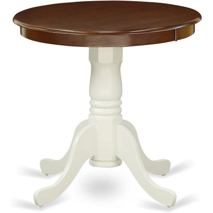 Pedestal Dining Table, Round, Mahogany White Finish, Solid Wood