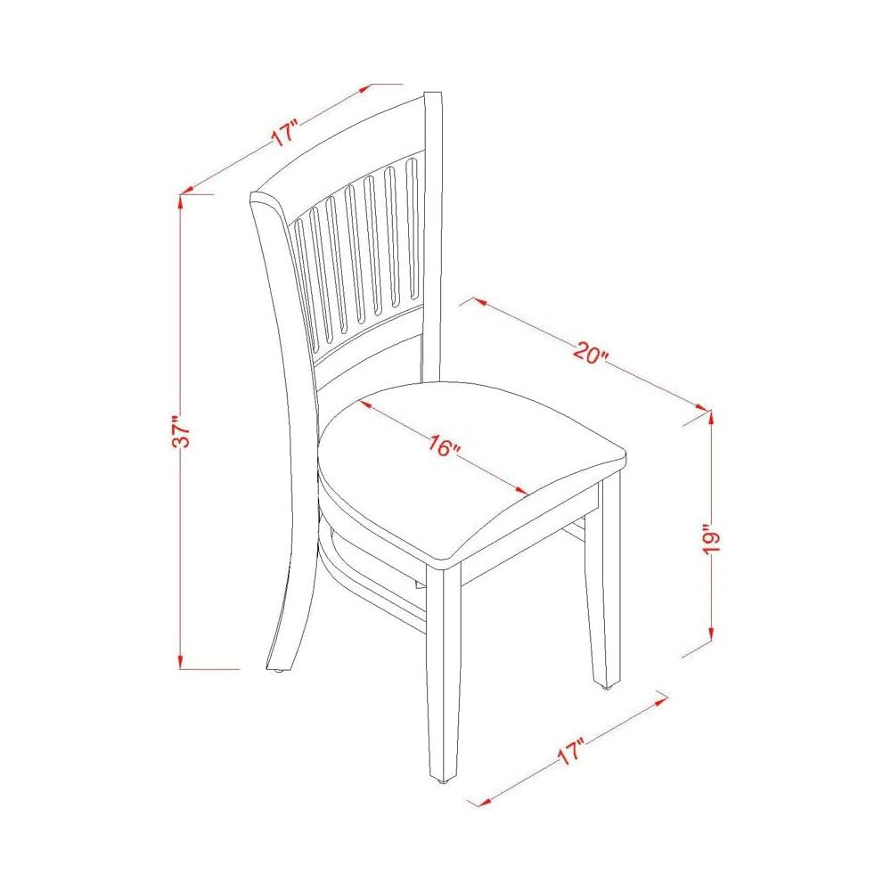 Dining Chairs Set of 2, Espresso Finish, Linen Fabric Seat, Slatted Back