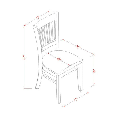 Dining Chairs Set of 2, Espresso Finish, Linen Fabric Seat, Slatted Back