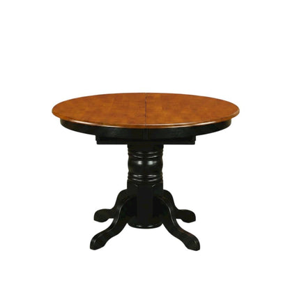 Black Oval Pedestal Table, Butterfly Leaf, Traditional, Seats 6