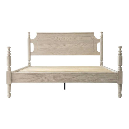 Solid Wood Platform Bed with Headboard, Traditional King Size
