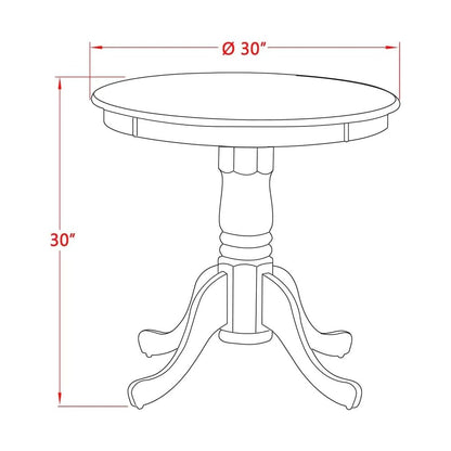 Pedestal Dining Table, Round, Oak White Finish, Solid Wood