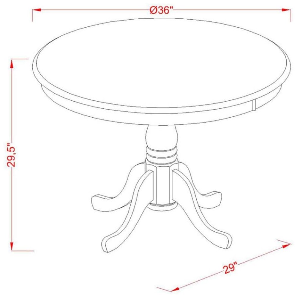 5-Piece Dining Set, Pedestal Table, 4 Wood Chairs, Linen White Finish, Classic