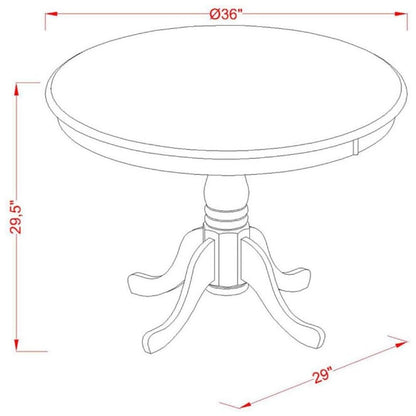 5-Piece Dining Set, Pedestal Table, 4 Wood Chairs, Linen White Finish, Classic