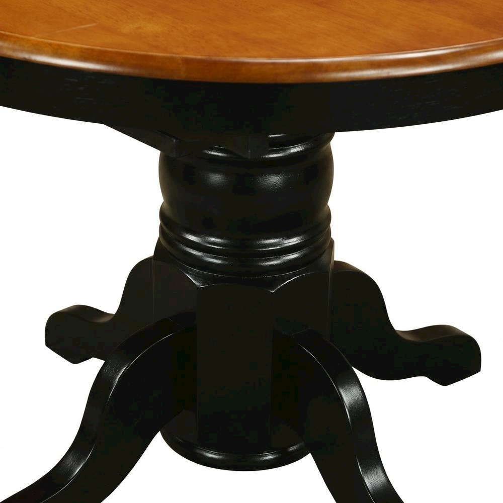 Black Oval Pedestal Table, Butterfly Leaf, Traditional, Seats 6