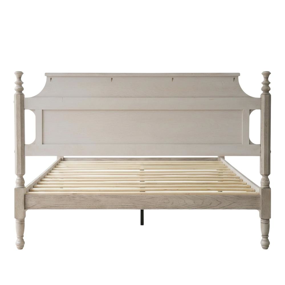 Solid Wood Platform Bed with Headboard, Traditional King Size