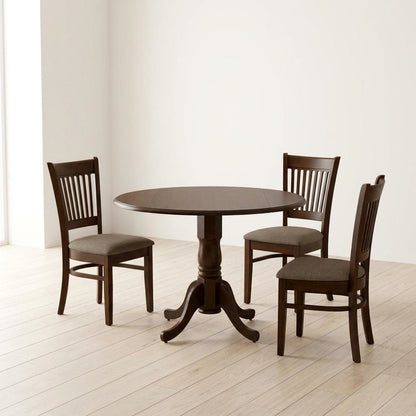 Solid Wood Round Drop-Leaf Kitchen Table & Chairs 5-Piece Set, Espresso