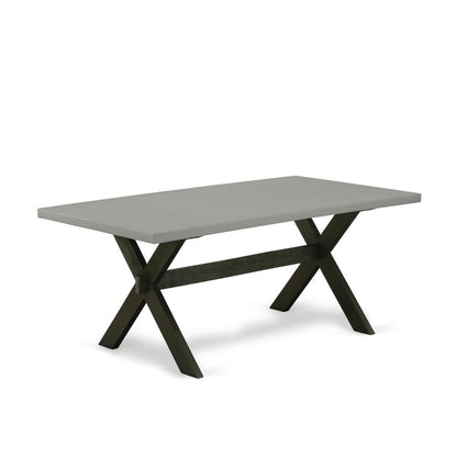 East West Furniture X697GA124-7 7-Pc Kitchen Table Set - 6 Kitchen Parson Chairs and 1 Modern Cement Breakfast Table Top with Button Tufted Chair Back - Wire Brushed Black Finish