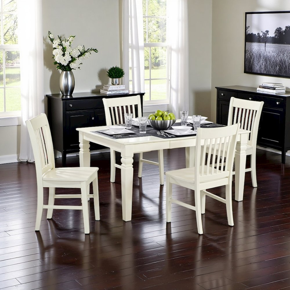 White 5 Piece Dining Table Set for 4 with Chairs and Kitchen Table