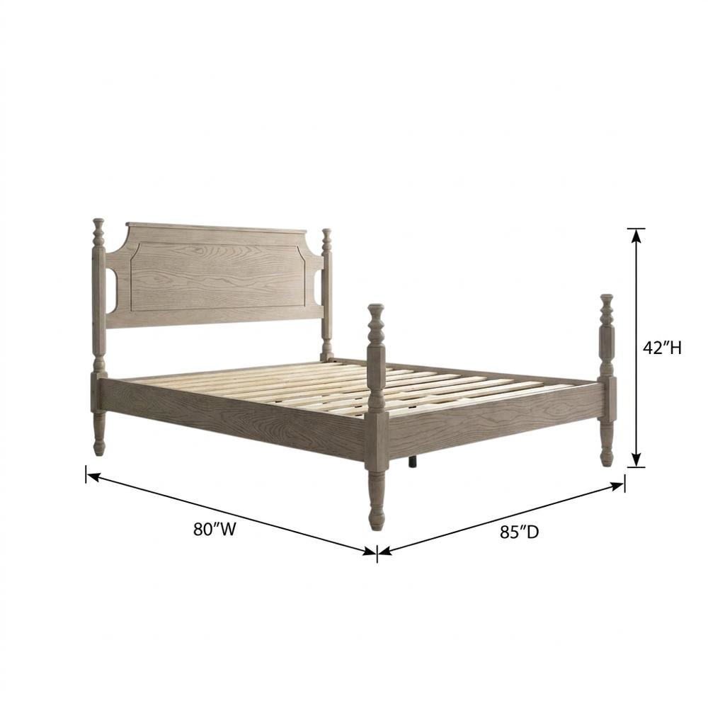 Solid Wood Platform Bed with Headboard, Traditional King Size