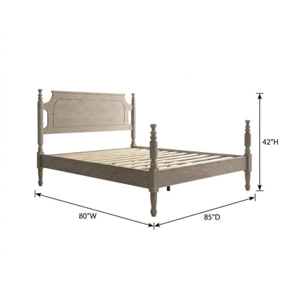 Solid Wood Platform Bed with Headboard, Traditional King Size
