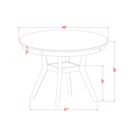 5-Pc Kitchen Table Set A Pedestal Table, 4 Light Tan Linen Fabric Kitchen Chairs
