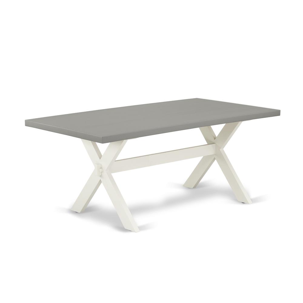 East West Furniture X2-097 3 Piece Table Set - 1 Cement Dining Room Table and 2 Bench for Dining Room Table - Stable and Sturdy Construction - Linen White Finish