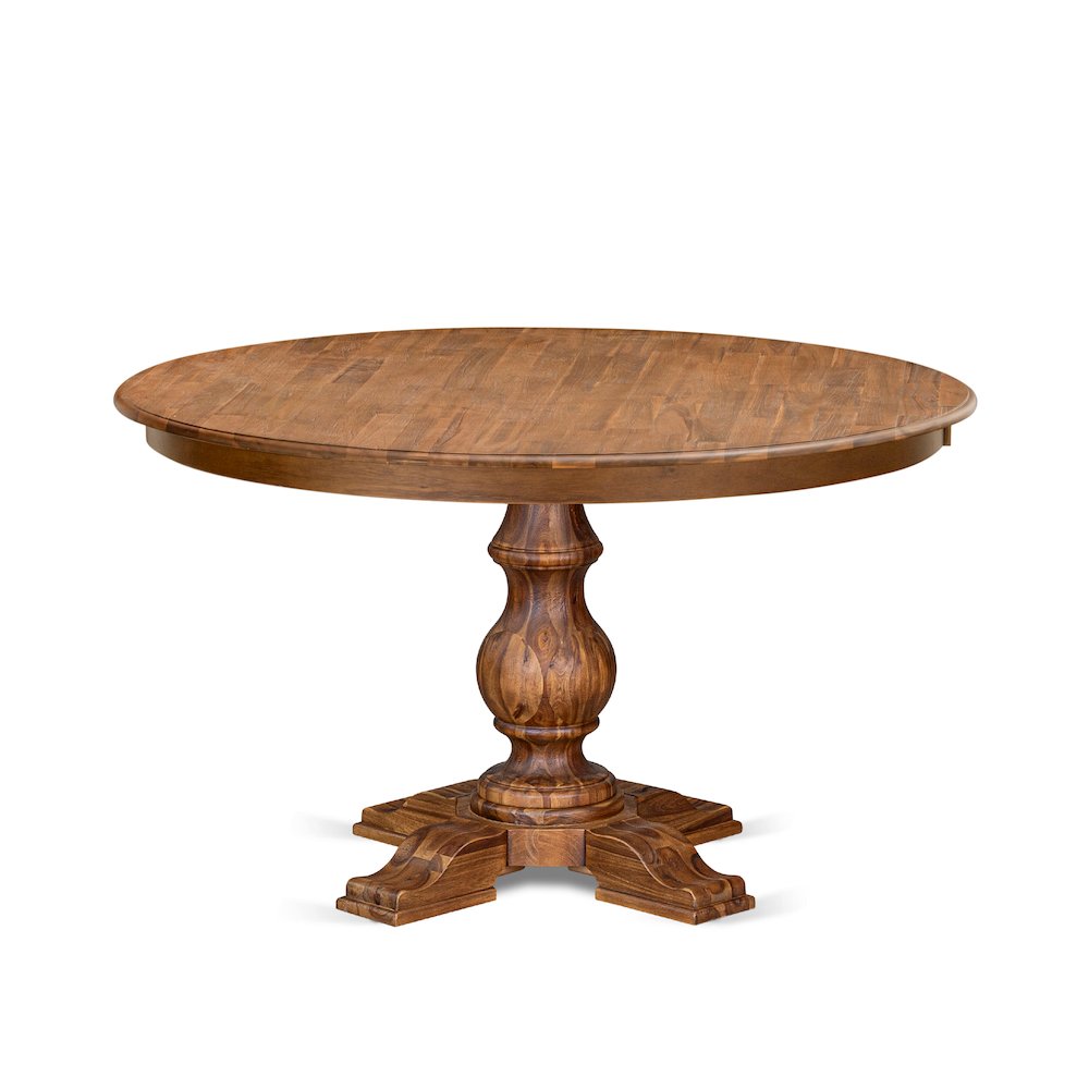 7 Piece Dinette Set Consists Of 54" Round Dining Table In Light Tan Color