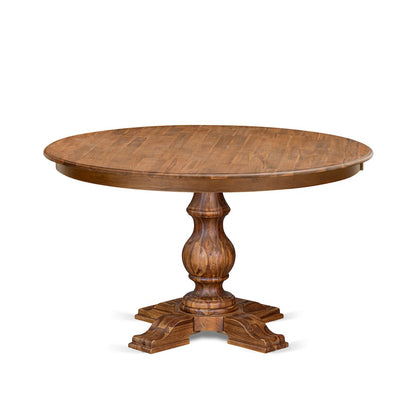 7 Piece Dinette Set Consists Of 54" Round Dining Table In Light Tan Color
