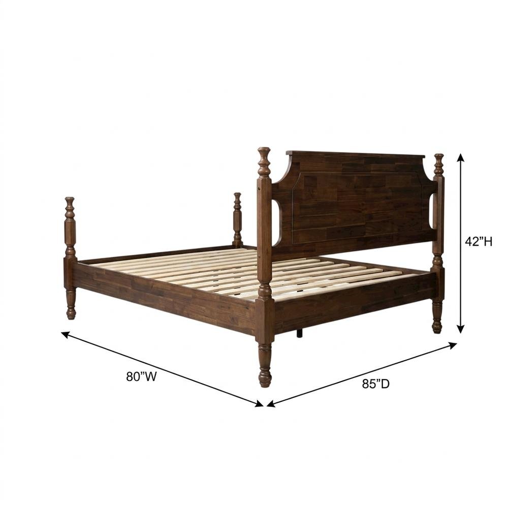 Solid Wood Platform Bed with Headboard, Traditional King Size