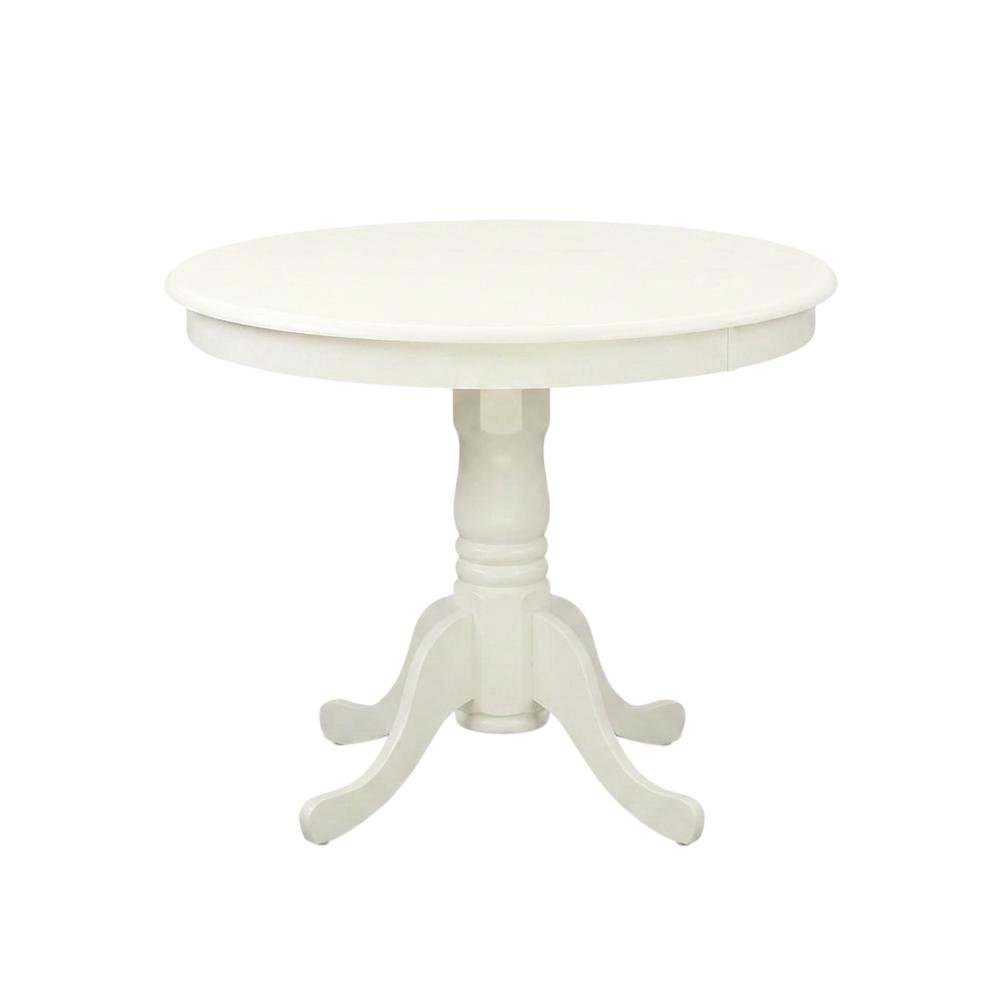 Solid Wood Round Kitchen Table & Chairs 3-Piece Dining Set, Linen White