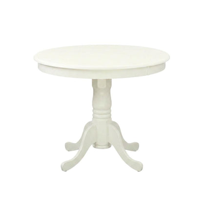Solid Wood Round Kitchen Table & Chairs 3-Piece Dining Set, Linen White