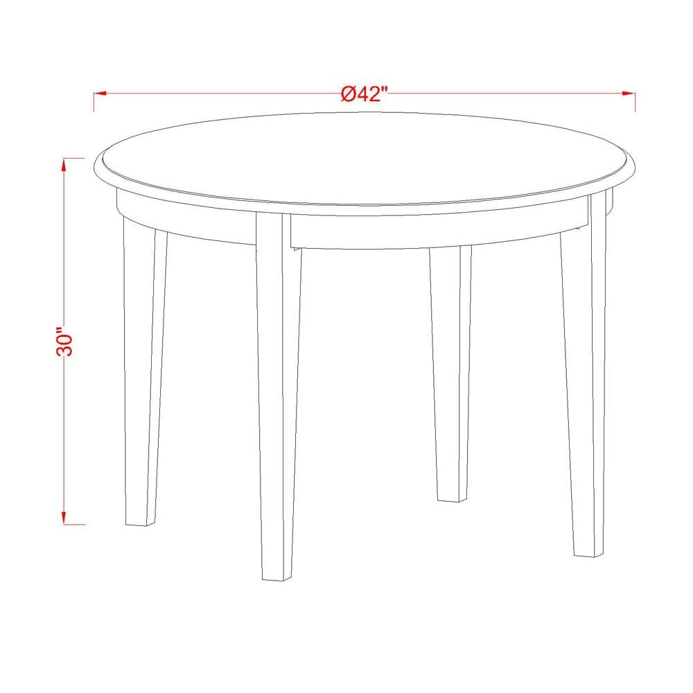 East West Furniture Boston 3 Piece Room Set Includes a Round Dining Table and 2 Upholstered Parson Chairs, 42x42 Inch, Linen White