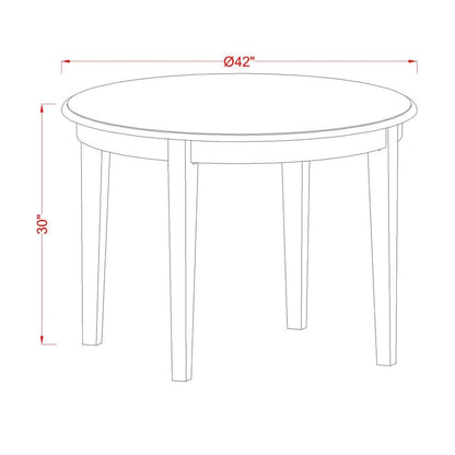 East West Furniture Boston 3 Piece Room Set Includes a Round Dining Table and 2 Upholstered Parson Chairs, 42x42 Inch, Linen White