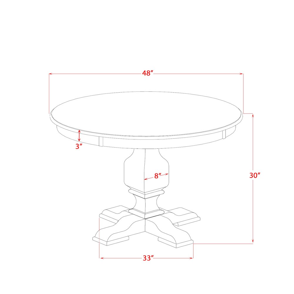5 Piece Dining Set Contains 48" Round Table In Willow Green Color