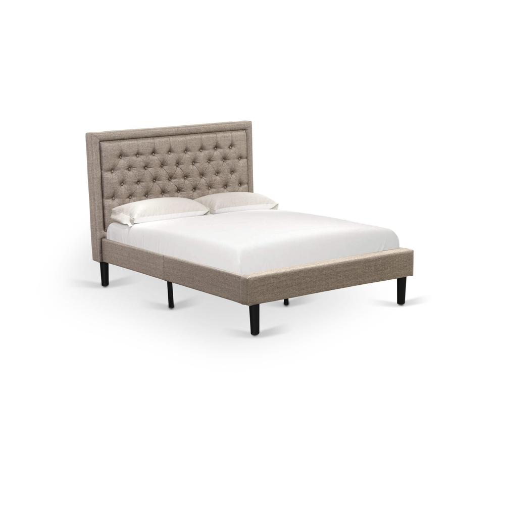 KD16F-1VL0C 2 Piece Wood Bedroom Set - Full Bed Dark Khaki Headboard with 1 Night Stand - Black Finish Legs