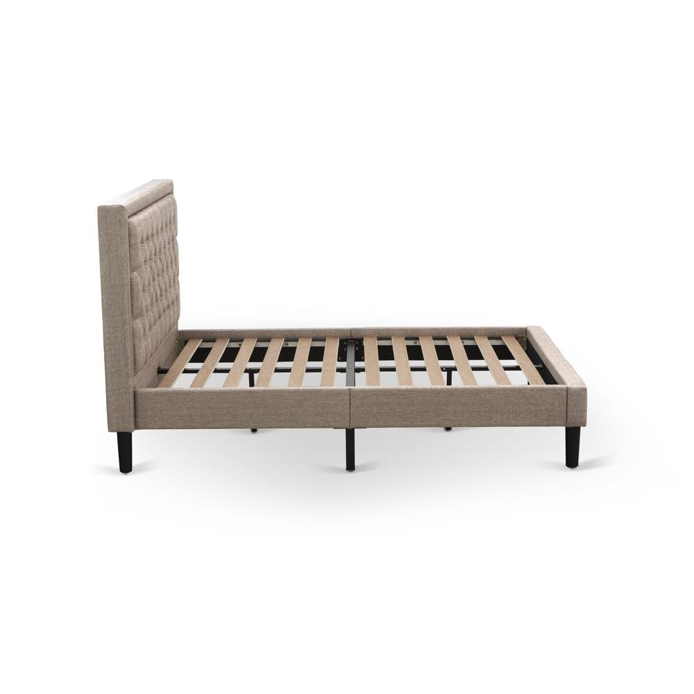 KD16F-1VL0C 2 Piece Wood Bedroom Set - Full Bed Dark Khaki Headboard with 1 Night Stand - Black Finish Legs