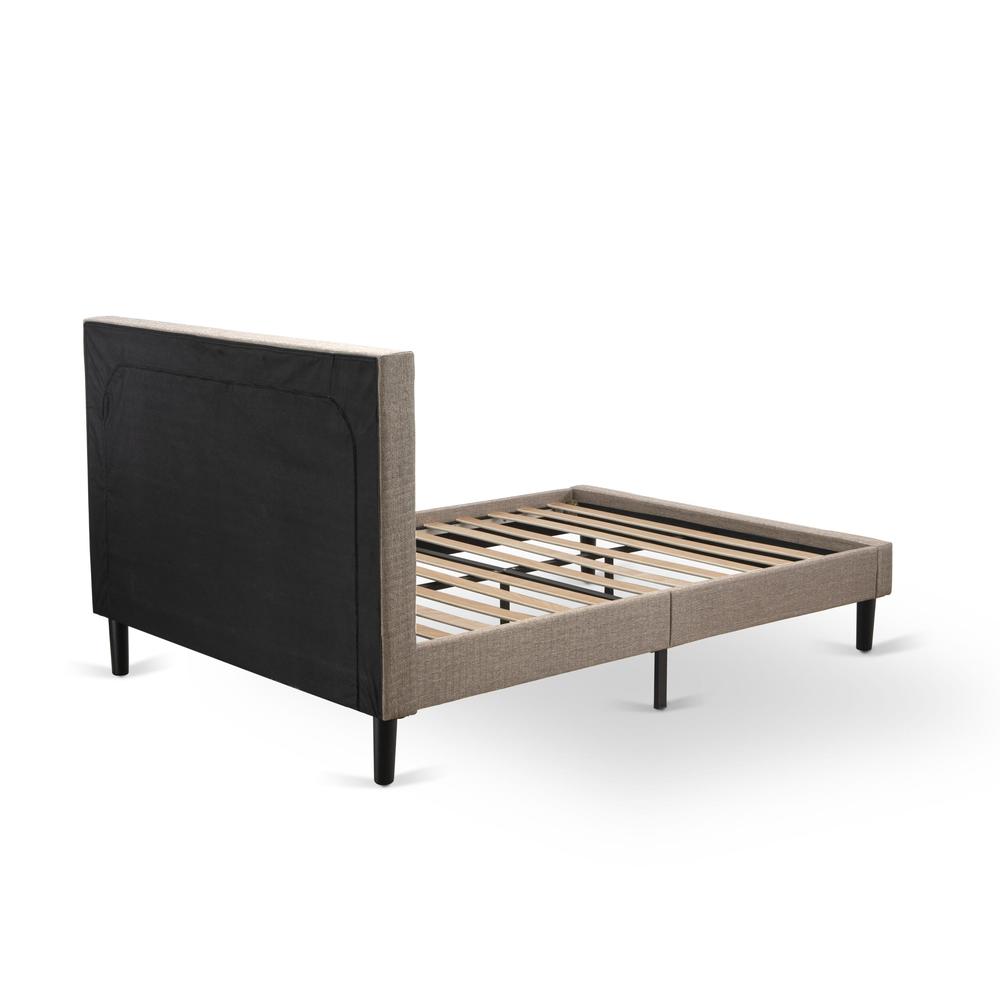 KD16F-1VL0C 2 Piece Wood Bedroom Set - Full Bed Dark Khaki Headboard with 1 Night Stand - Black Finish Legs