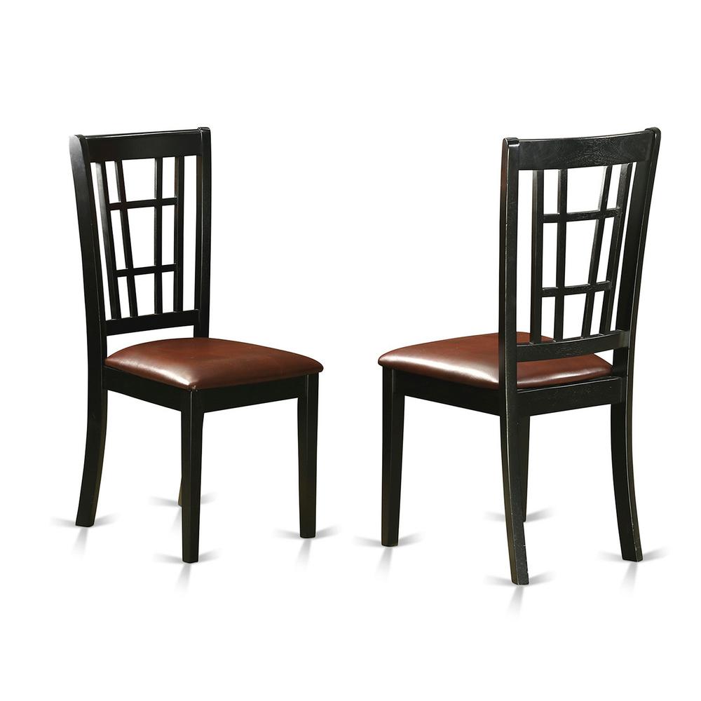 3  PC  Dining  Table  with  2  Leather  Chairs  in  Black  and  Cherry