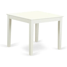 Square Dining Table, Linen White Finish, Solid Wood, Farmhouse Style