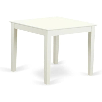 Square Dining Table, Linen White Finish, Solid Wood, Farmhouse Style