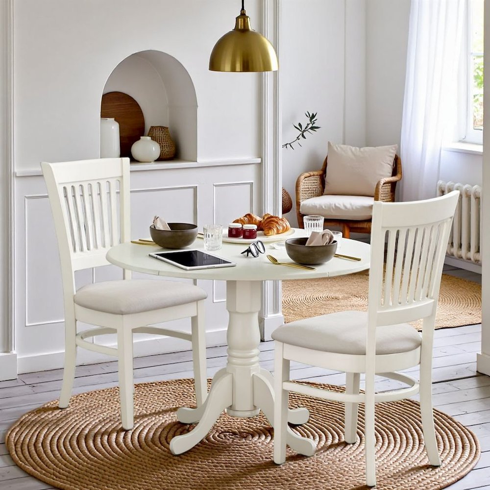5 Piece Dining Table Set for 4 with White Kitchen Table and Chairs