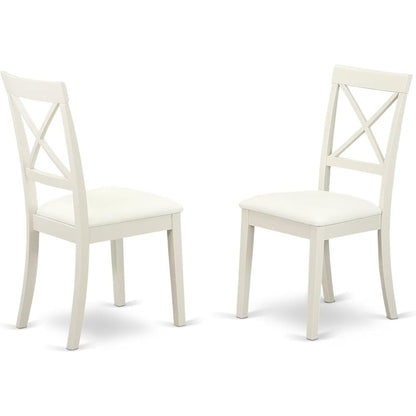 White 5 Pc Kitchen Table Chairs Set of 4, Solid Wood Breakfast Nook