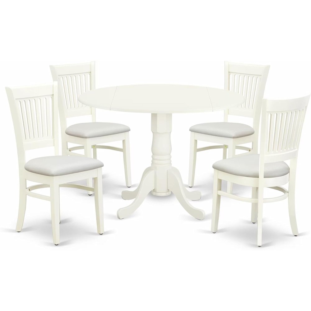 5 Piece Dining Table Set for 4 with White Kitchen Table and Chairs